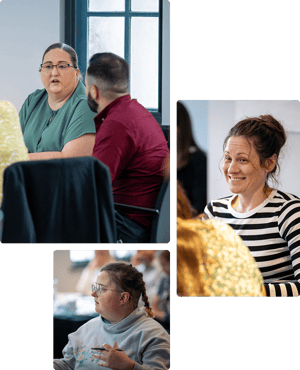 Attendees sat around a table at a Discovery workshop